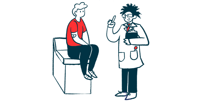 A doctor talks to a patient in this illustration.