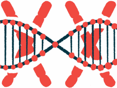 A strand of DNA is shown against a backdrop of giant X's.