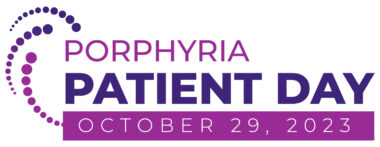 A logo reads "Porphyria Patient Day, October 29, 2023" in purple text against a white background.