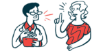 A clinician and a woman patient have a discussion.