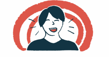 A woman is shown laughing in a close-up illustration.