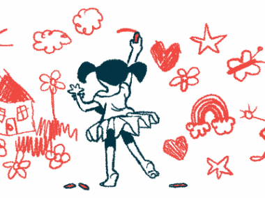 A girl is seen from behind, drawing with chalk.