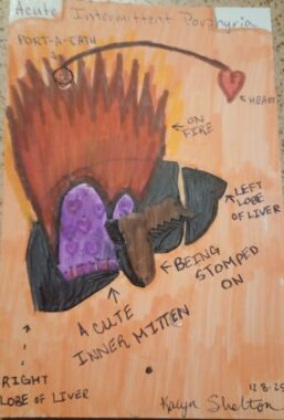 a drawing done in magic markers and pen.